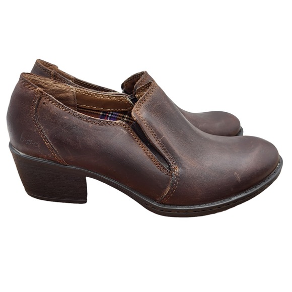 BOC Born Concept Ankle Boots Women 6.5  Booties Brown Leather Heels Comfort - Picture 1 of 15